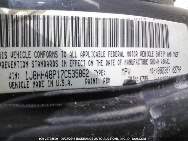 1J8HH48P17C535862 - 2007 JEEP COMMANDER 灰色 照片 9