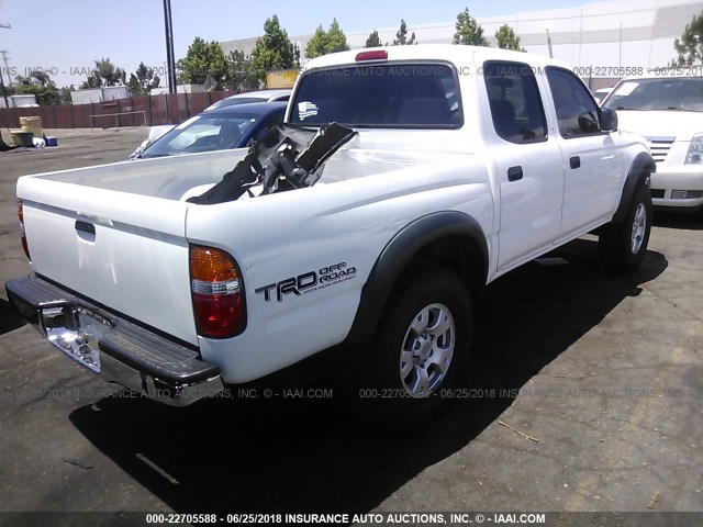 5TEGN92N94Z372763 - 2004 TOYOTA TACOMA DOUBLE CAB PRERUNNER WHITE photo 4