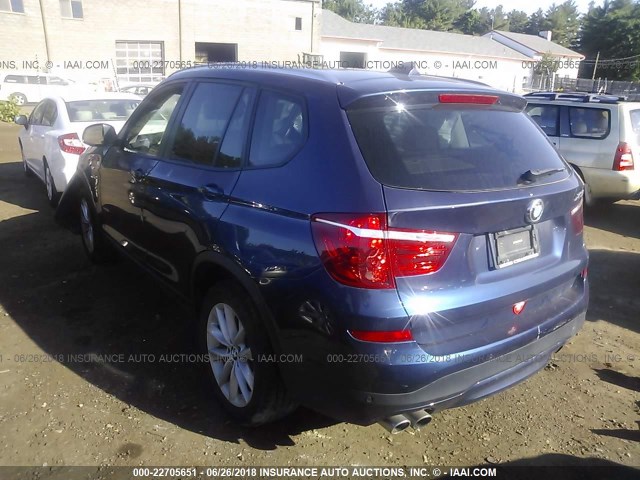 5UXWX9C32H0W78548 - 2017 BMW X3 XDRIVE28I BLUE photo 3