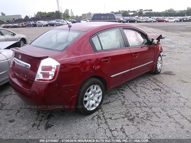 3N1AB6AP0CL635694 - 2012 NISSAN SENTRA 2.0/2.0S/SR/2.0SL RED photo 4