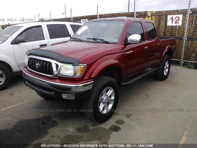 5TEHN72NX1Z748410 - 2001 TOYOTA TACOMA DOUBLE CAB 红色 照片 2