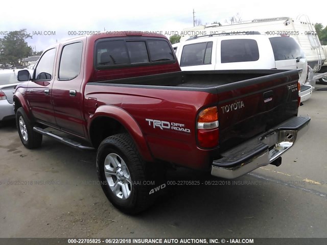 5TEHN72NX1Z748410 - 2001 TOYOTA TACOMA DOUBLE CAB 红色 照片 3
