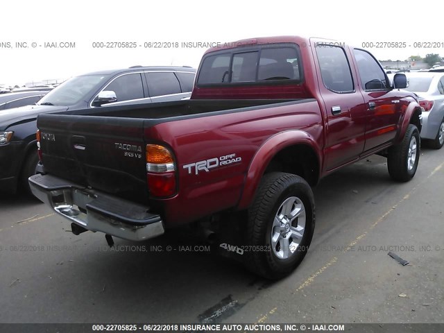 5TEHN72NX1Z748410 - 2001 TOYOTA TACOMA DOUBLE CAB 红色 照片 4