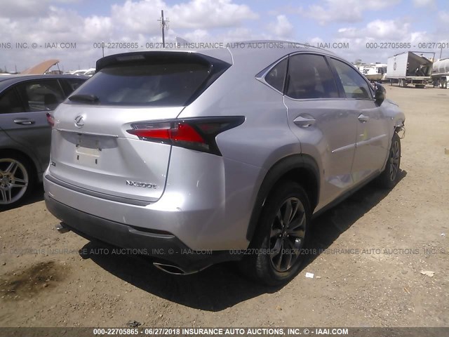 JTJYARBZ0G2041188 - 2016 LEXUS NX 200T/BASE/F SPORT SILVER photo 4