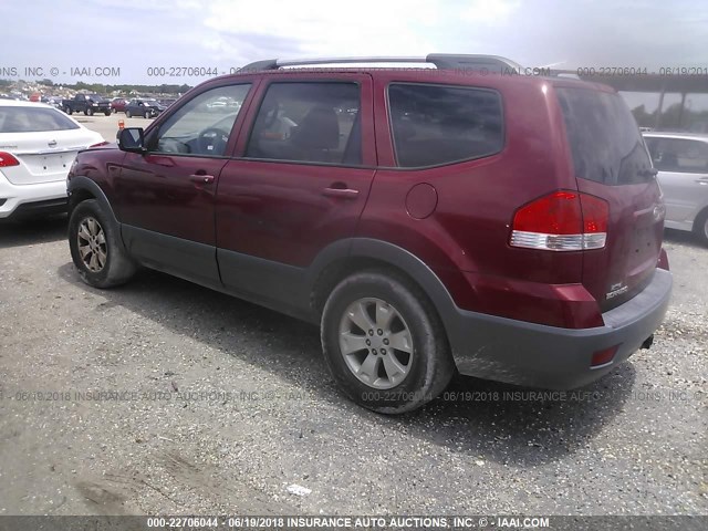 KNDJJ741695023067 - 2009 KIA BORREGO LX/EX BURGUNDY photo 3