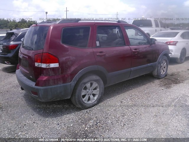 KNDJJ741695023067 - 2009 KIA BORREGO LX/EX BURGUNDY photo 4