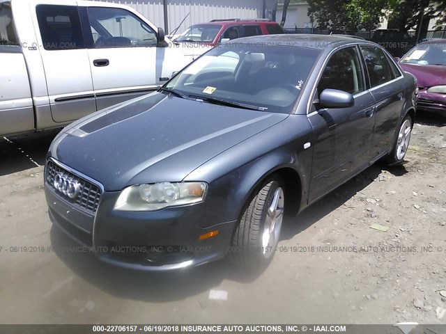 WAUAF78E58A095296 - 2008 AUDI A4 2.0T GRAY photo 2