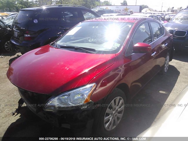 3N1AB7AP2EY254618 - 2014 NISSAN SENTRA S/SV/SR/SL RED photo 2