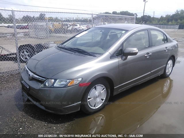 JHMFA36236S010597 - 2006 HONDA CIVIC HYBRID GRAY photo 2