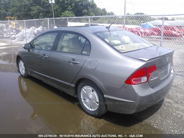 JHMFA36236S010597 - 2006 HONDA CIVIC HYBRID GRAY photo 3