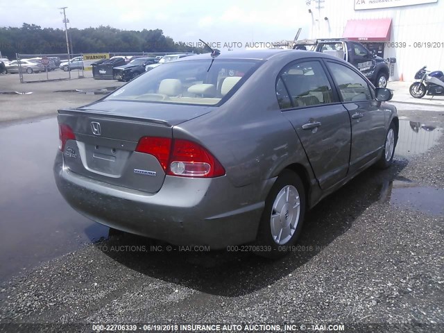 JHMFA36236S010597 - 2006 HONDA CIVIC HYBRID GRAY photo 4