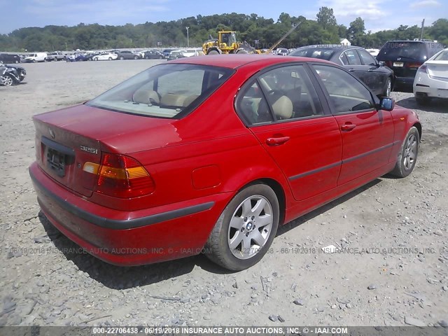 WBAET37443NJ36708 - 2003 BMW 325 I RED photo 4