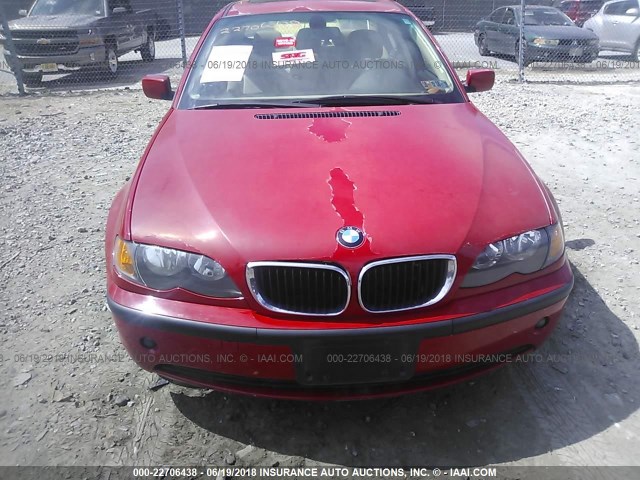 WBAET37443NJ36708 - 2003 BMW 325 I RED photo 6