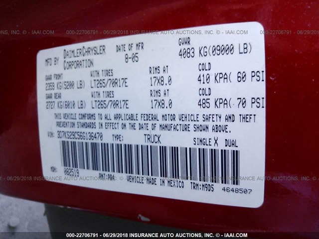 3D7KS29C56G136470 - 2006 DODGE RAM 2500 RED photo 9