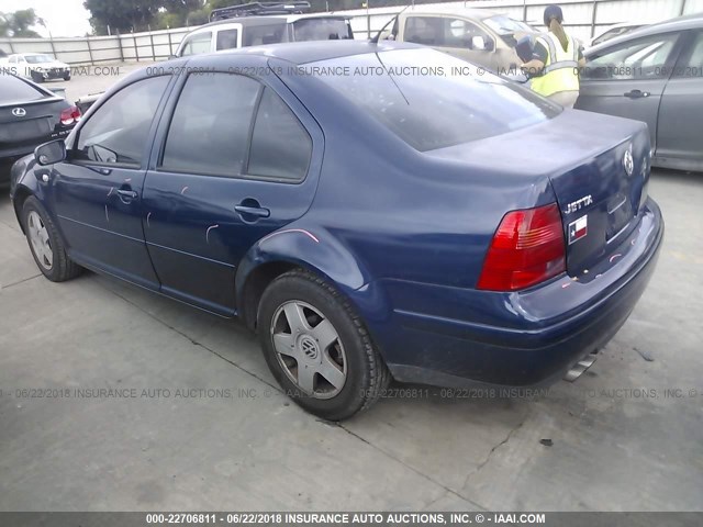 3VWSE69M82M107751 - 2002 VOLKSWAGEN JETTA GLS BLUE photo 3