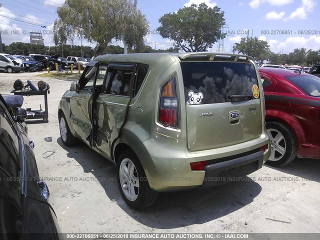 KNDJT2A22A7155925 - 2010 KIA SOUL +/!/SPORT GREEN photo 3