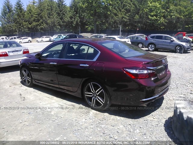 1HGCR2F59GA016348 - 2016 HONDA ACCORD SPORT MAROON photo 3