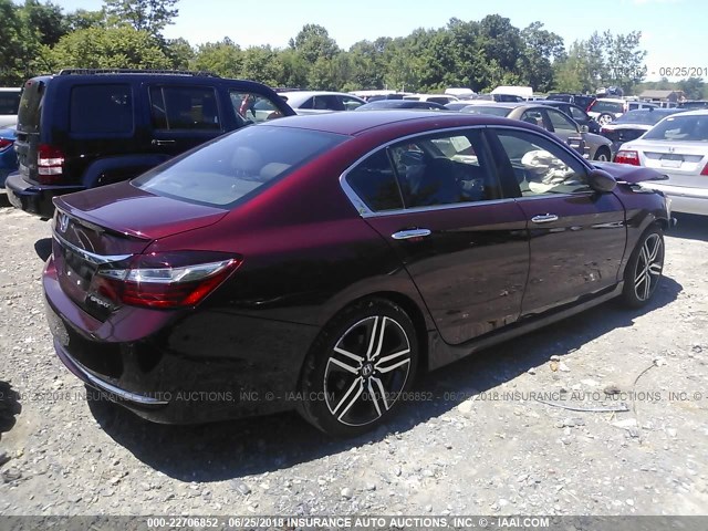 1HGCR2F59GA016348 - 2016 HONDA ACCORD SPORT MAROON photo 4