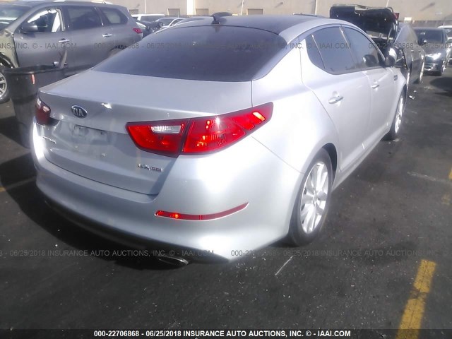 5XXGN4A7XEG332195 - 2014 KIA OPTIMA EX SILVER photo 4