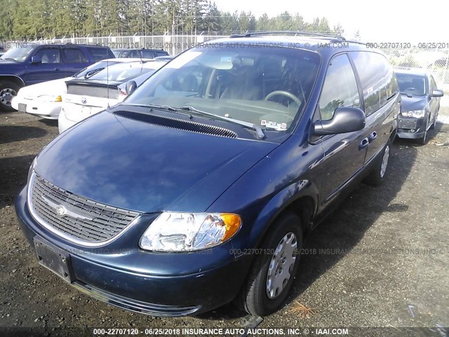 2C4GP44342R706659 - 2002 CHRYSLER TOWN & COUNTRY LX BLUE photo 2