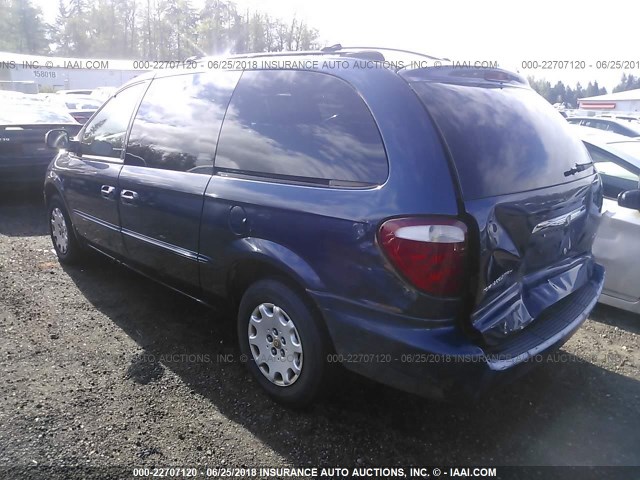 2C4GP44342R706659 - 2002 CHRYSLER TOWN & COUNTRY LX BLUE photo 3