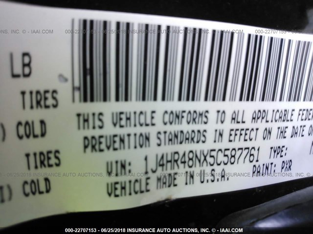 1J4HR48NX5C587761 - 2005 JEEP GRAND CHEROKEE LAREDO/COLUMBIA/FREEDOM 黑色 照片 9