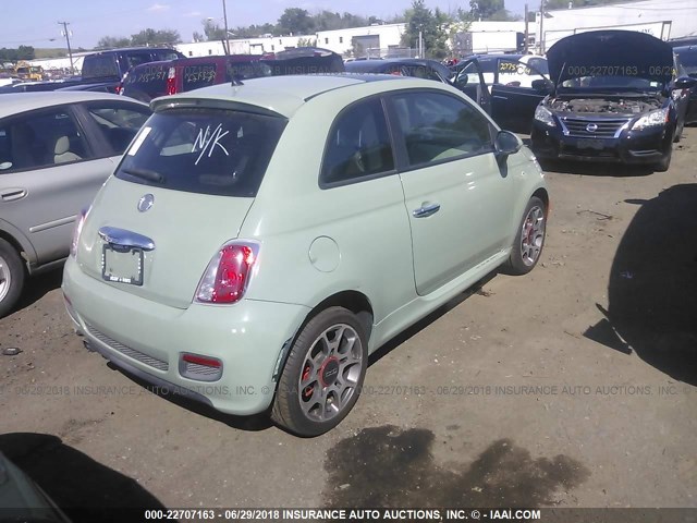 3C3CFFBR4CT213927 - 2012 FIAT 500 SPORT GREEN photo 4