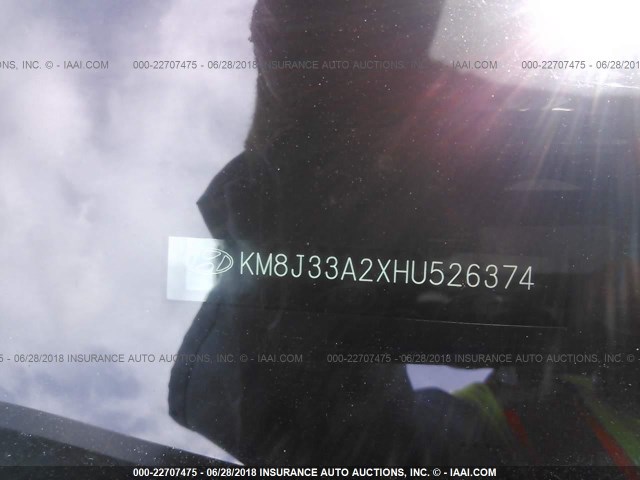 KM8J33A2XHU526374 - 2017 HYUNDAI TUCSON LIMITED/SPORT AND ECO/SE BLACK photo 9