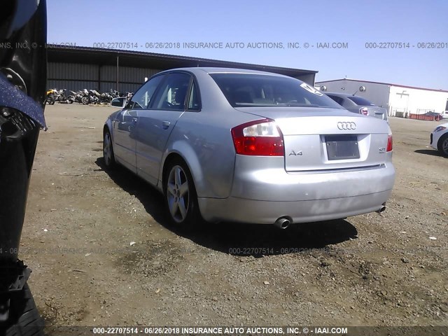 WAULC68E33A109829 - 2003 AUDI A4 1.8T QUATTRO SILVER photo 3