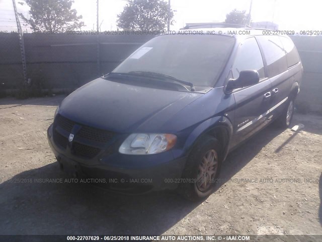 2B4GP44351R344840 - 2001 DODGE GRAND CARAVAN SPORT Dark Blue photo 2