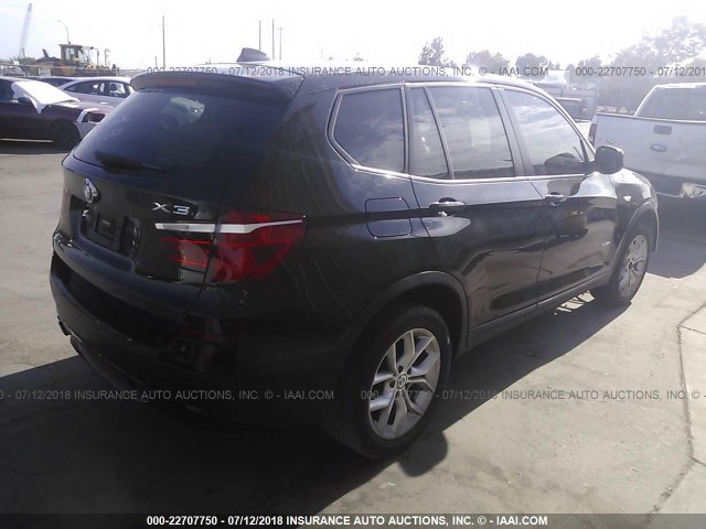 5UXWX7C56E0E77126 - 2014 BMW X3 XDRIVE35I BLACK photo 4