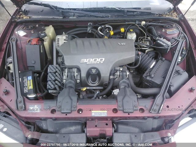 1G2WP52K22F216826 - 2002 PONTIAC GRAND PRIX GT BURGUNDY photo 10