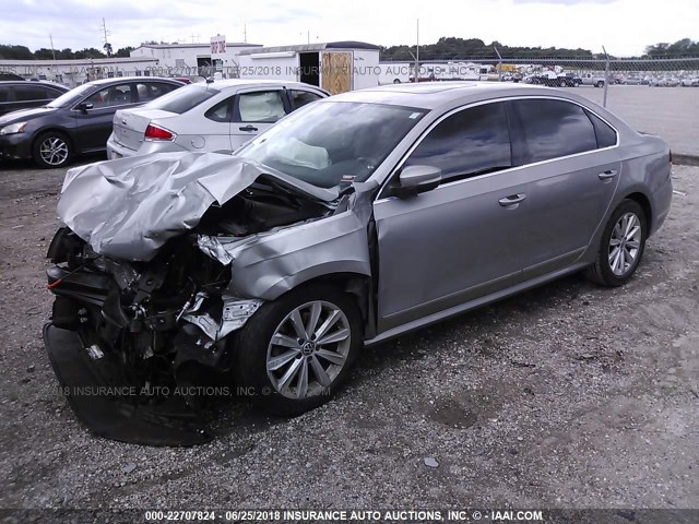 1VWCP7A38DC015020 - 2013 VOLKSWAGEN PASSAT SEL GRAY photo 2