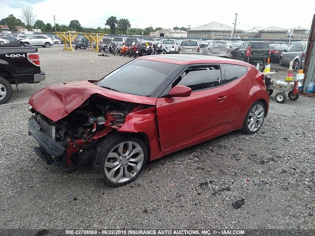 KMHTC6AD5DU105121 - 2013 HYUNDAI VELOSTER RED photo 2