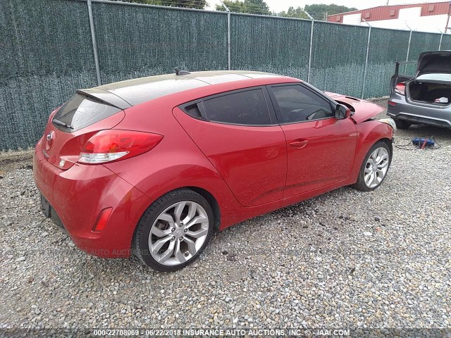 KMHTC6AD5DU105121 - 2013 HYUNDAI VELOSTER RED photo 4