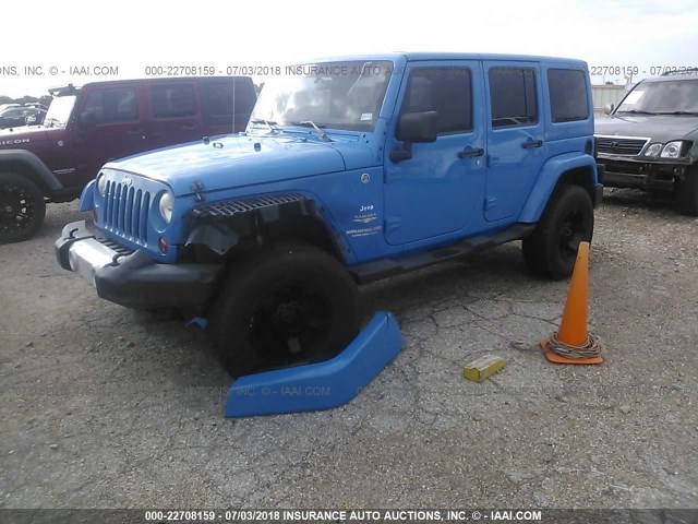 1J4BA5H11BL571878 - 2011 JEEP WRANGLER UNLIMITE SAHARA BLUE photo 2