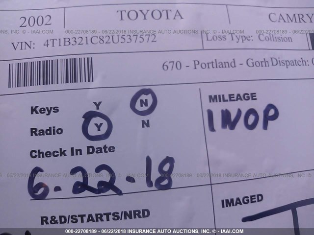 4T1BE32K82U537572 - 2002 TOYOTA CAMRY LE/XLE/SE Mavi foto 7