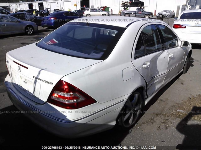 WDBRF40J55F592200 - 2005 MERCEDES-BENZ C 230K SPORT SEDAN WHITE photo 4