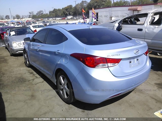 KMHDH4AE0CU373639 - 2012 HYUNDAI ELANTRA GLS/LIMITED Light Blue photo 3