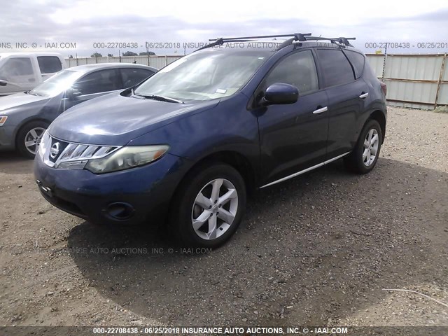 JN8AZ18W99W108432 - 2009 NISSAN MURANO S/SL/LE Dark Blue photo 2