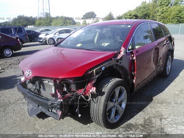 4T3BK3BB4CU073715 - 2012 TOYOTA VENZA LE/XLE/LIMITED RED photo 2