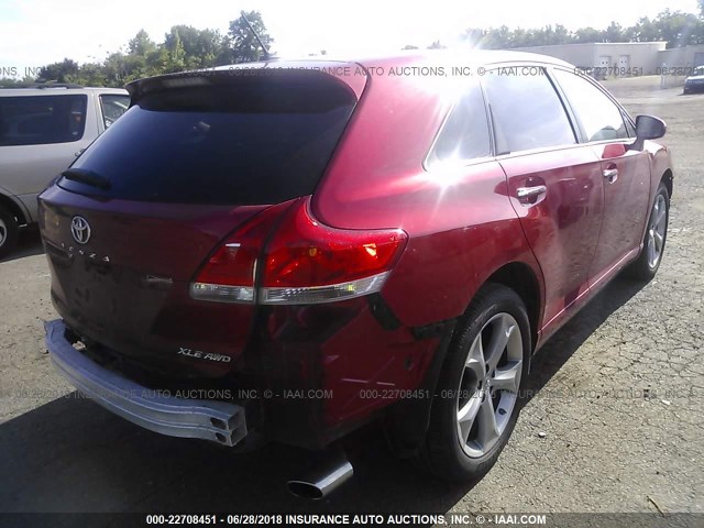 4T3BK3BB4CU073715 - 2012 TOYOTA VENZA LE/XLE/LIMITED RED photo 4