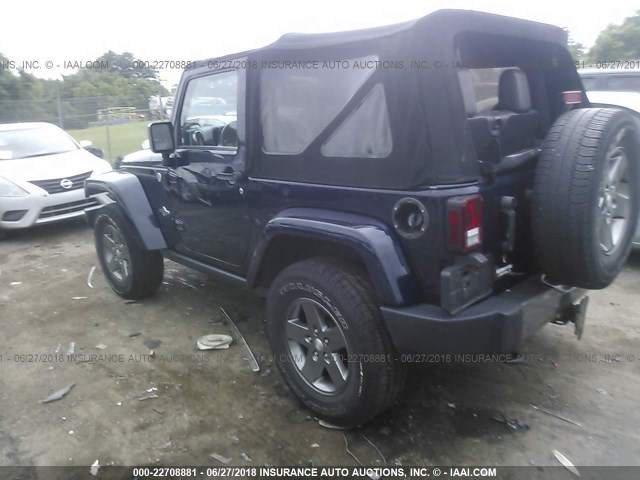 1C4AJWAG8DL566346 - 2013 JEEP WRANGLER SPORT BLUE photo 3