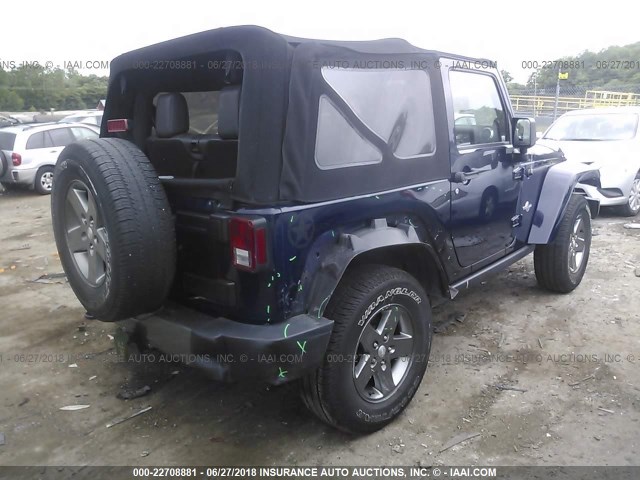 1C4AJWAG8DL566346 - 2013 JEEP WRANGLER SPORT BLUE photo 4