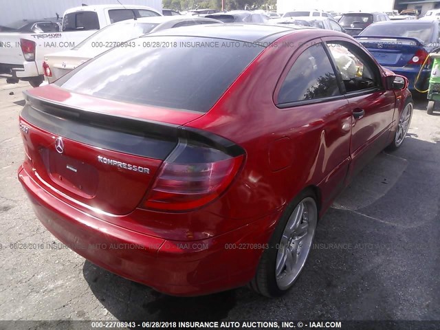 WDBRN40J83A485171 - 2003 MERCEDES-BENZ C 230K SPORT COUPE RED photo 4