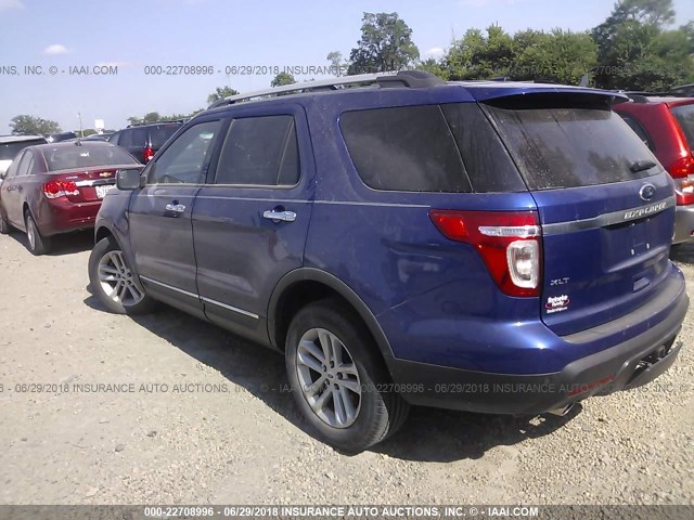 1FM5K7D80DGA11534 - 2013 FORD EXPLORER XLT BLUE photo 3