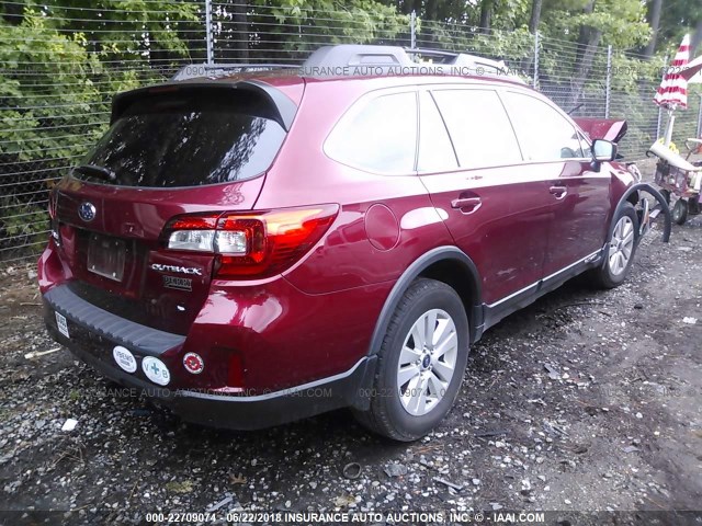 4S4BSBCC5F3329509 - 2015 SUBARU OUTBACK 2.5I PREMIUM MAROON photo 4