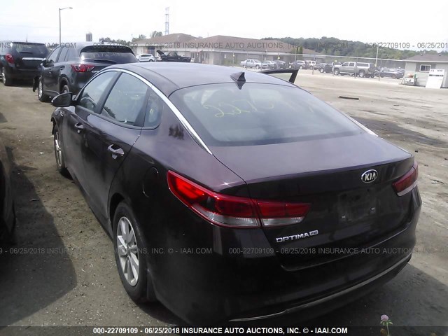 5XXGT4L32JG184943 - 2018 KIA OPTIMA LX/S BURGUNDY photo 3