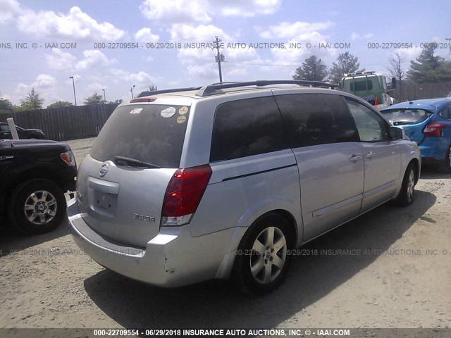 5N1BV28U95N112444 - 2005 NISSAN QUEST S/SE/SL SILVER photo 4