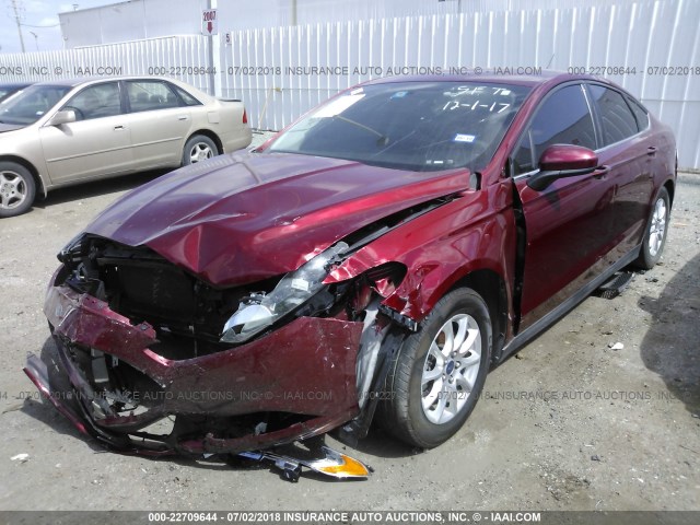 3FA6P0G73FR294906 - 2015 FORD FUSION S RED photo 2